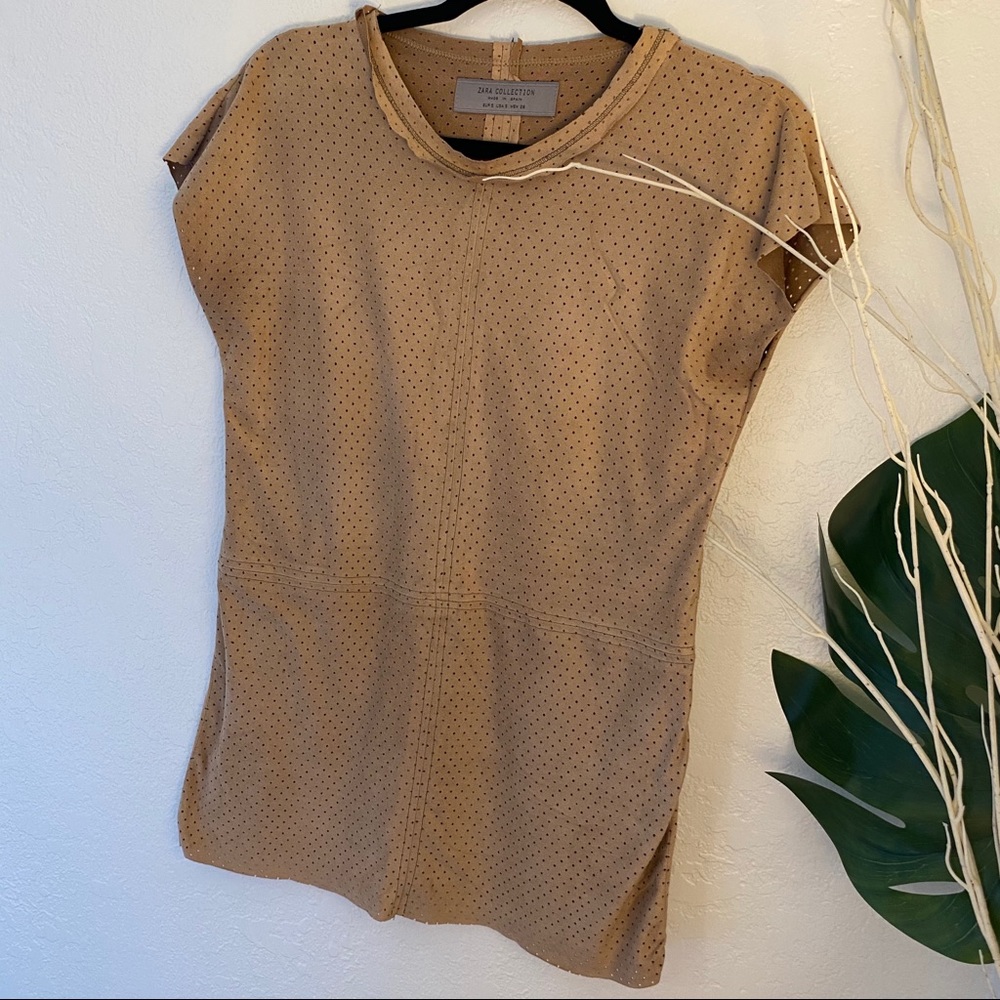 ZARA Suede Scoop Neck Top